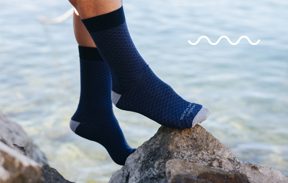 feedback opstelling geweten Healthy Seas sokken gemaakt van visnetten